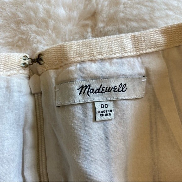 Madewell Linen Striped Cream Gray Lined Mini Skirt Size 00 - Picture 5 of 9